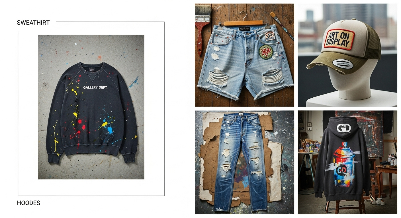 Gallery Dept Collection Sweatshirt Shorts Hat Jeans & Hoodie